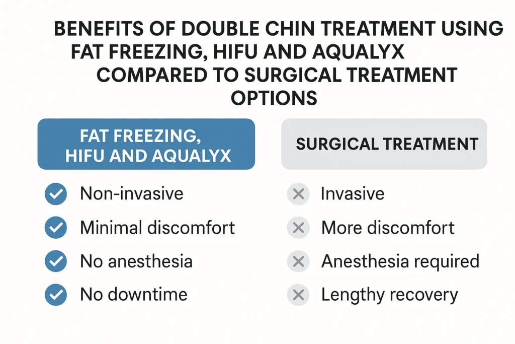 Graphic about the benefits of double chin treatment Leytonstone - from LA LIPO