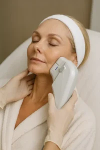 Woman receiving HIFU non surgical facelift treatment Leytonstone